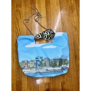 Stylish Women's Handbag with Scenic Greek Cityscape - Chic and Unique